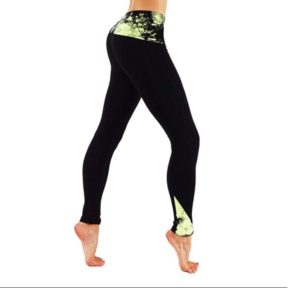 Tummy control high waisted printed yellow legging